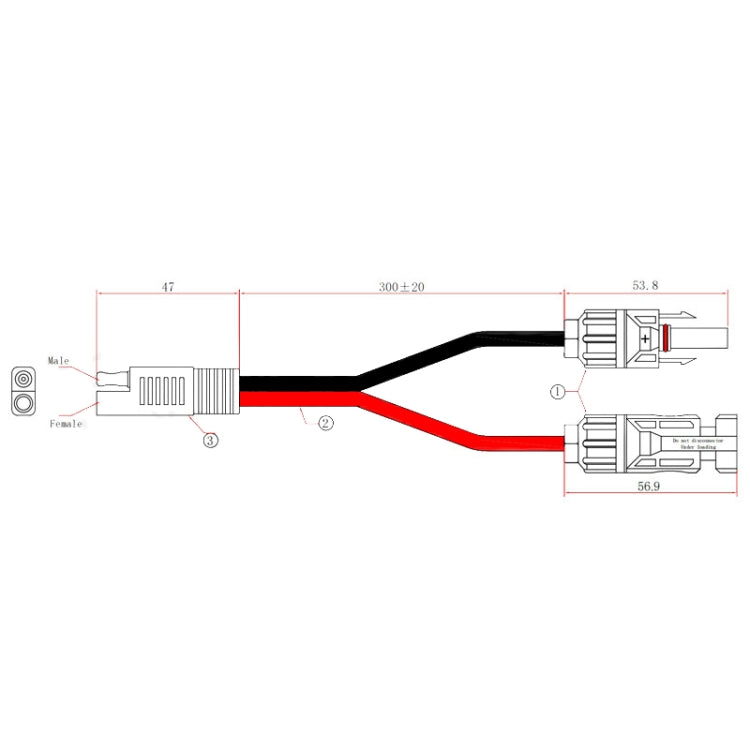 Solar Power Cord Photovoltaic Connector, MC4 to SAE