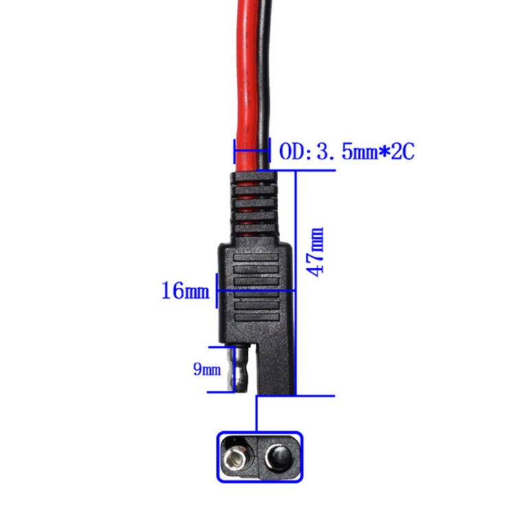 Connection Extension Cable Car Power Cord, SAE One to Two