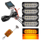 DC12V-24V / 18W 4 in 1 Front Grille Emergency Strobe Flash Warning Light Pickup 12LEDs Side Light Wireless Control 16 Modes