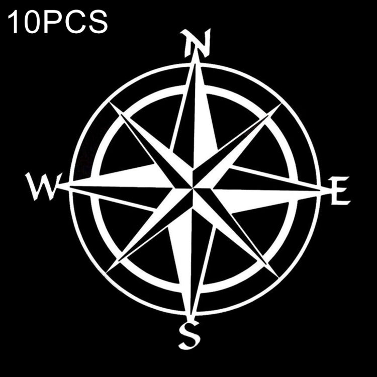 10 PCS Car Compass Pattern Random Decorative Sticker White