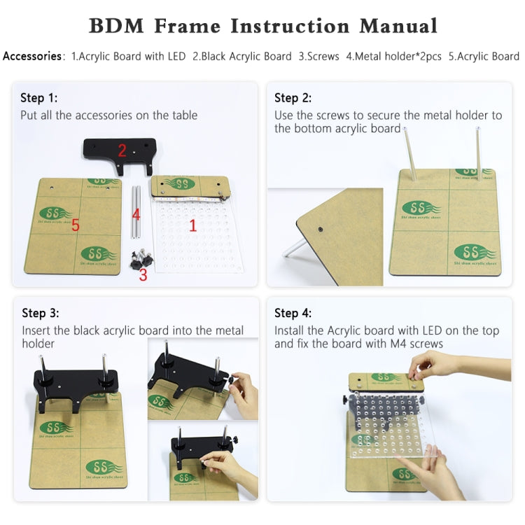 Car LED BDM Frame Holder BDM ECU Brush Test Stand with 4 Probe Pens, US Plug