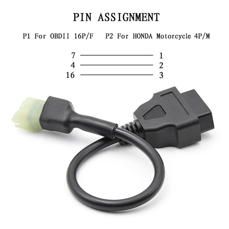 Motorcycle OBD 16PIN Female to 4PIN Connector Cable for Honda