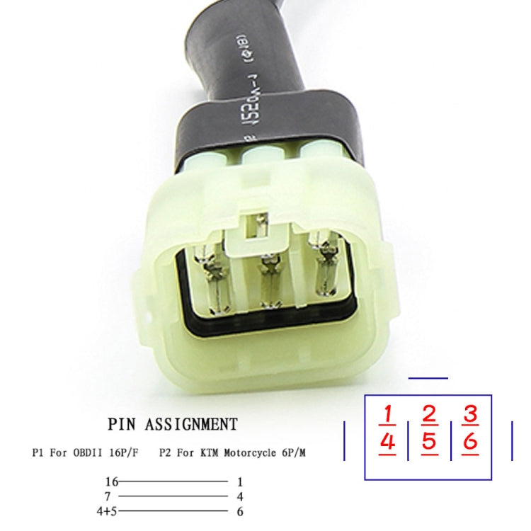 Motorcycle OBD 16PIN Female to 6PIN Connector Cable for KTM, 16PIN Female to 6PIN