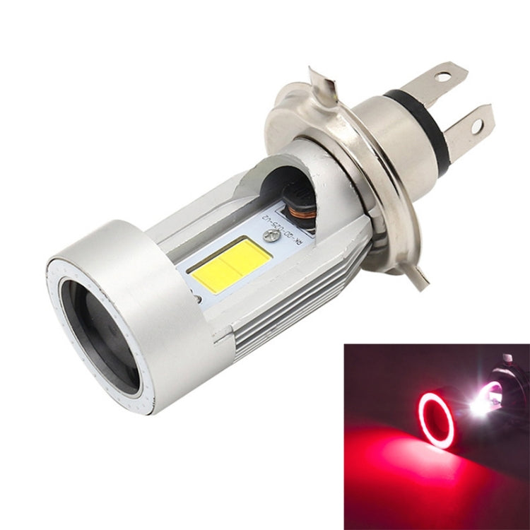 H4 DC12-80V / 20W / 6000K / 2000LM Motorcycle Headlight with Angel Eyes — H4 (Red)