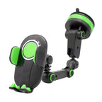 ZP-X0466 Car 360 Degree Rotating Telescopic Folding Round Suction Cup Mobile Phone Holder — Green