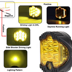 DC12V-30V 8000LM 6500K 90W Car LED Light on Three Sides Headlight for Jeep Wrangler (Gold Light), OL-1950Y 7 inch