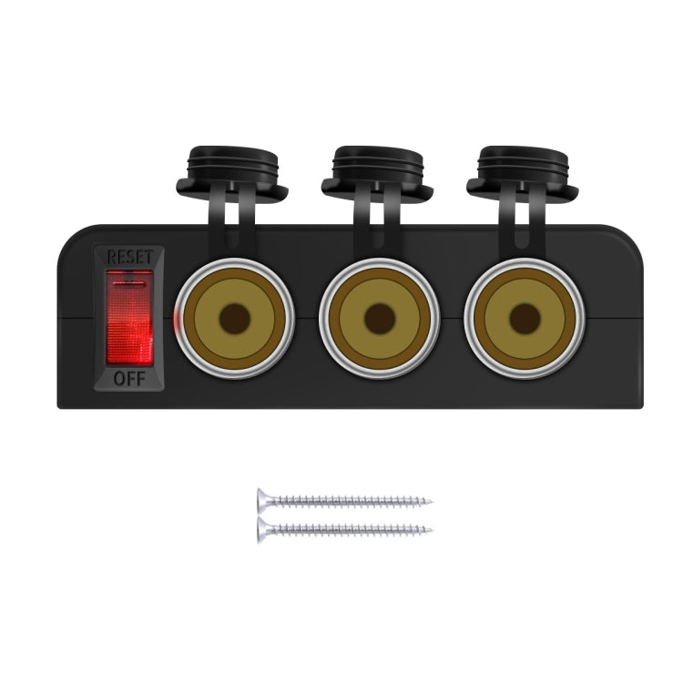 Car Cigarette Lighter Socket with Overload Protection Switch Control, 3 in 1 12-24V 16A