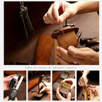 Hallmo Car Cowhide Leather Key Protective Cover Key Case for Tesla Model 3 / S A Style