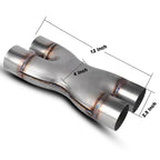 Dual 2.5 inch Car Universal 304 Stainless Steel X-type Exhaust Pipe