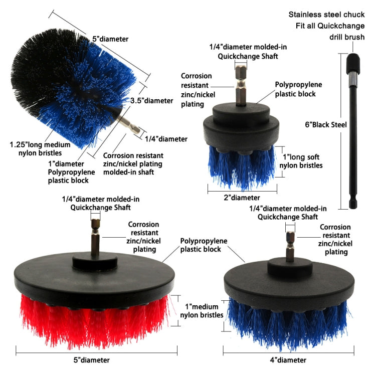 Floor Wall Window Glass Cleaning Descaling Electric Drill Brush Head Set, Random Color Delivery, 4 in 1