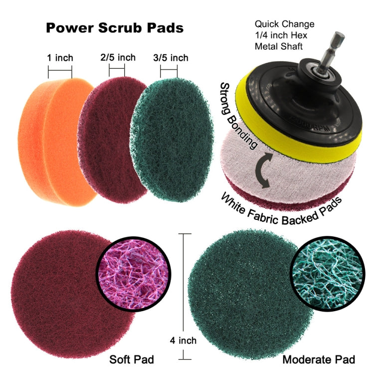 Floor Wall Window Glass Cleaning Descaling Electric Drill Brush Head Set, Random Color Delivery, 4 in 1