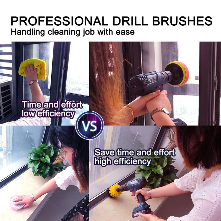 Floor Wall Window Glass Cleaning Descaling Electric Drill Brush Head Set, Random Color Delivery, 4 in 1