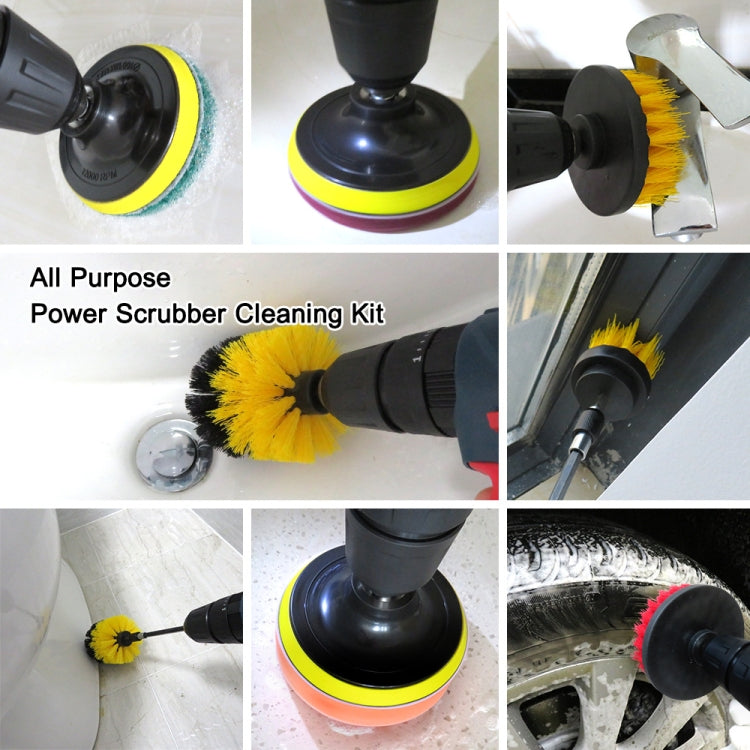 Floor Wall Window Glass Cleaning Descaling Electric Drill Brush Head Set, Random Color Delivery, 4 in 1