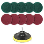 11 in 1 4 inch Sticky Disc Scouring Pad Floor Wall Window Glass Cleaning Descaling Electric Drill Brush Head Set, 11 in 1