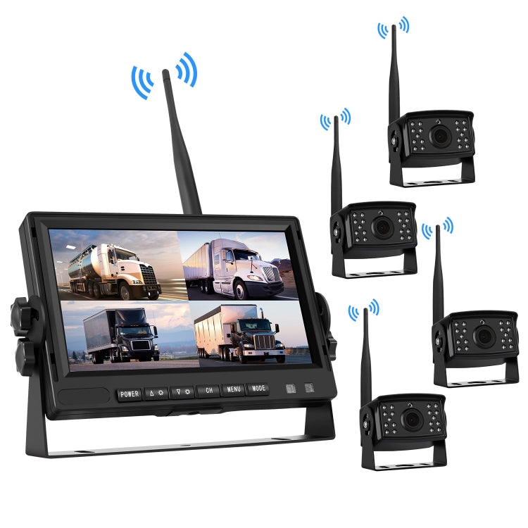 Car Digital Wireless Rear-view Split-screen Monitor Four Record