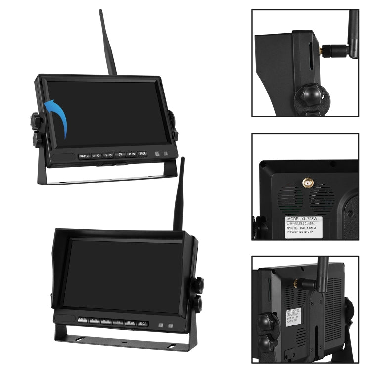 Car Digital Wireless Rear-view Split-screen Monitor Four Record
