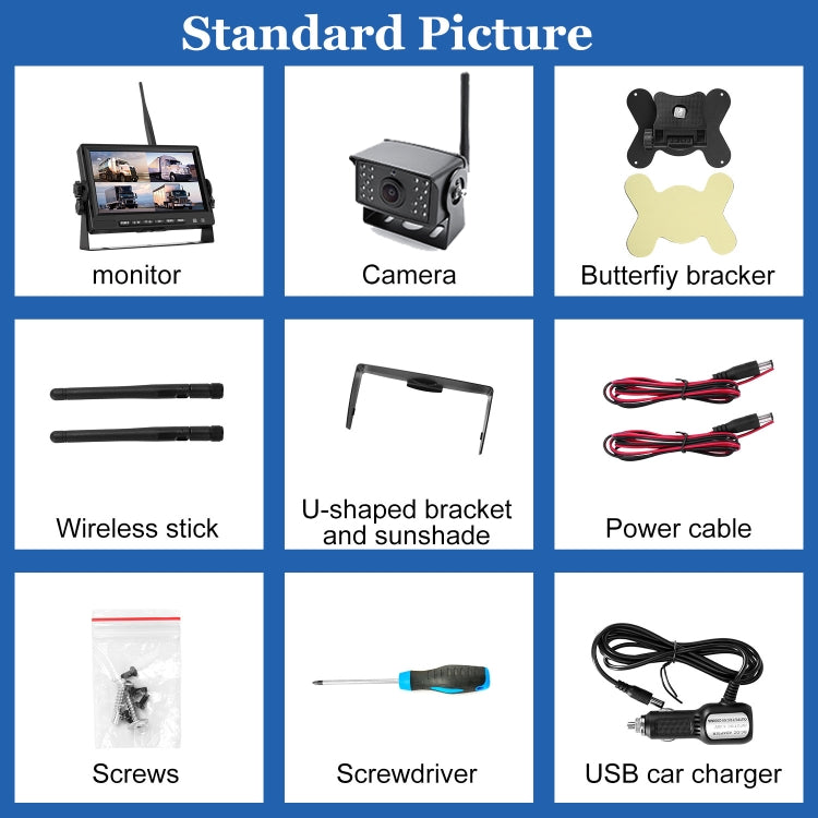 Car Digital Wireless Rear-view Split-screen Monitor Four Record