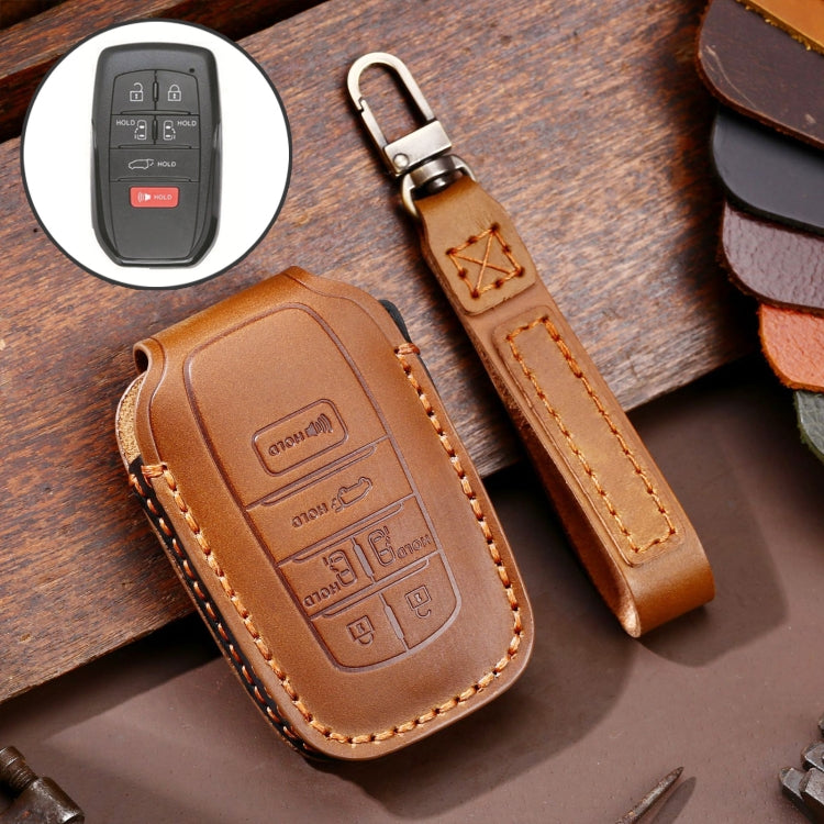 Hallmo Car Genuine Leather Key Protective Cover for Toyota Sienna 6-button — For Toyota Sienna 6-button (Blue)