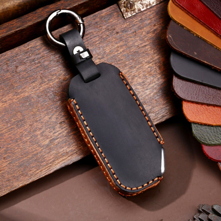 Hallmo Car Cowhide Leather Key Protective Cover for KIA — For KIA (Black)