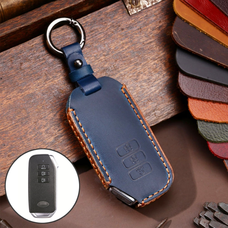 Hallmo Car Cowhide Leather Key Protective Cover for KIA — For KIA (Blue)
