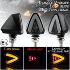 2 PCS KC018A Motorcycle Triangular V-shaped Two-color LED Brake Turn Signal Light