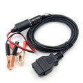 Car ECU Emergency Power Supply Cable Memory Saver with Alligator Clip-On Cigarette Lighter Power Socket, OBD II