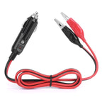 Crocodile Test Clip to Cigarette Lighter Plug Adapter Extension Cable, 12V 16 AWG