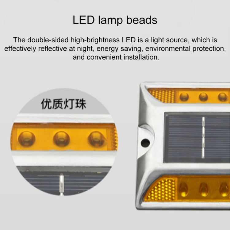 Solar Square Road Stud Light Car Guidance Light Road Deceleration Light, Flashing Bright Version — Yellow