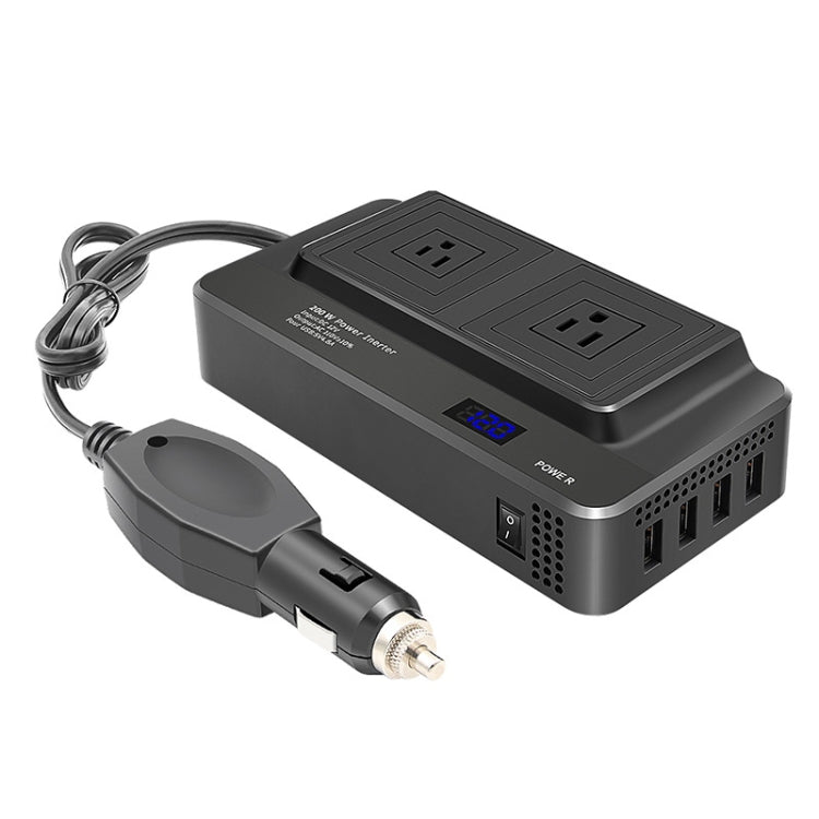 DC12V 200W AC110V Car Smart Multi-functional Digital Display Inverter, US Plug — view 3