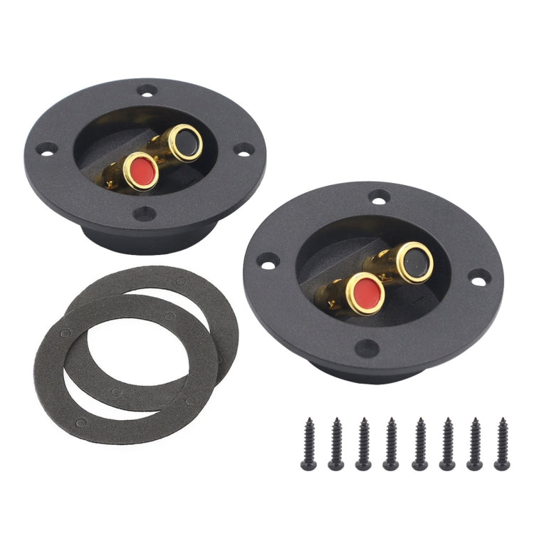 Car Double Binding Round Gold Plate Push Spring Loaded Jacks Speaker Box, 2 in 1 / Set