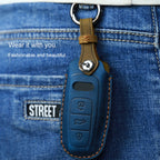 For Audi Series Car Cowhide Leather Key Protective Cover Key Case, B Version 2011-2018, For Audi, B Version, For Audi,B Version — Brown