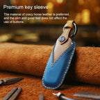 For Audi Series Car Cowhide Leather Key Protective Cover Key Case, C Version 2018 and Above, For Audi, C Version — Brown
