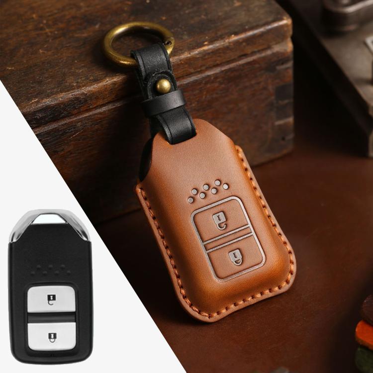 For Honda Car Cowhide Leather Key Protective Cover Key Case, Two Keys Version, For Honda, Two Keys Version — view 8