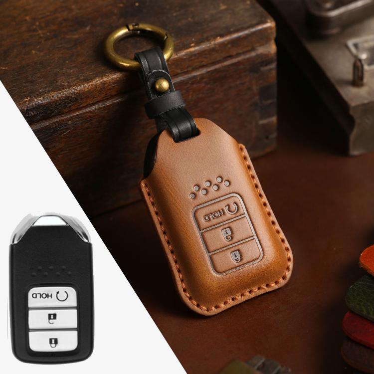For Honda Car Cowhide Leather Key Protective Cover Key Case, Three Keys Start Version, For Honda, Three Keys Start Version, For Honda, Three Keys Version — view 8