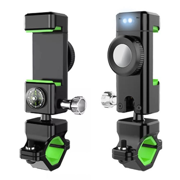 Bicycle / Motorcycle Anti-theft Anti-take Off Mobile Phone Holder with Light, with Light (Black), with Light (Green) — with Light (Black)