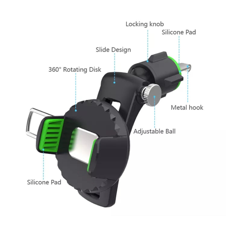 Multifunctional Car Air Conditioner Air Outlet Phone Holder — Black