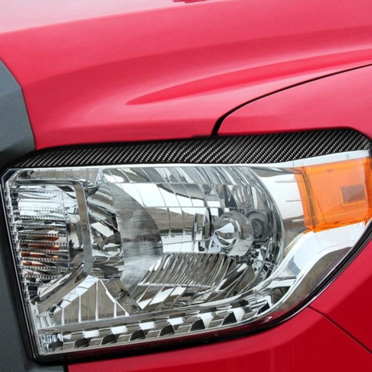 2 PCS / Set Carbon Fiber Car Headlight Eyebrow Decorative Sticker for Toyota Tundra 2014-2018, Left Right Driving