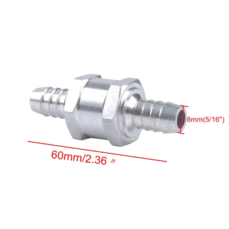 Car 8mm Aluminium Alloy Fuel Petrol One Way Non Return Check Valve — 8mm Silver