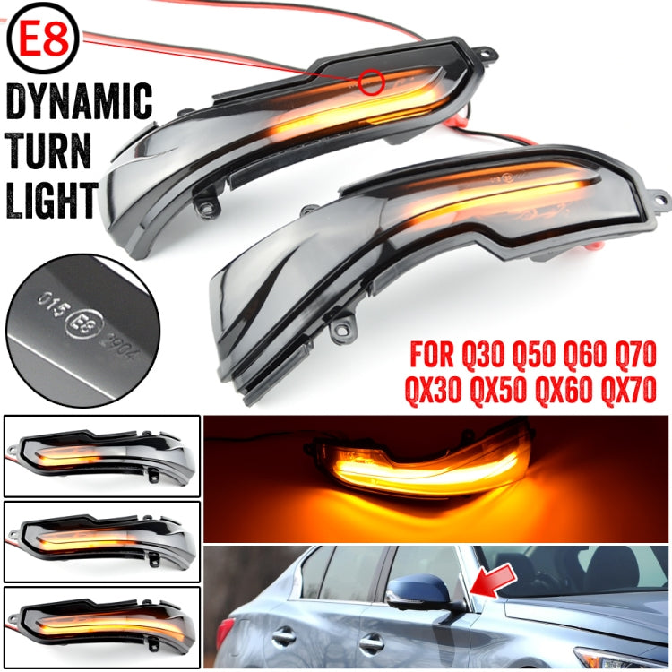 1 Pair For Infiniti Q30 2016-2019 Car Dynamic LED Turn Signal Light Rearview Mirror Flasher Water Blinker