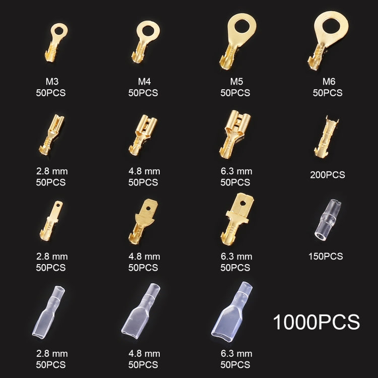 Cable Spade Plug Connector DIY Terminal Connectors, 1000 in 1