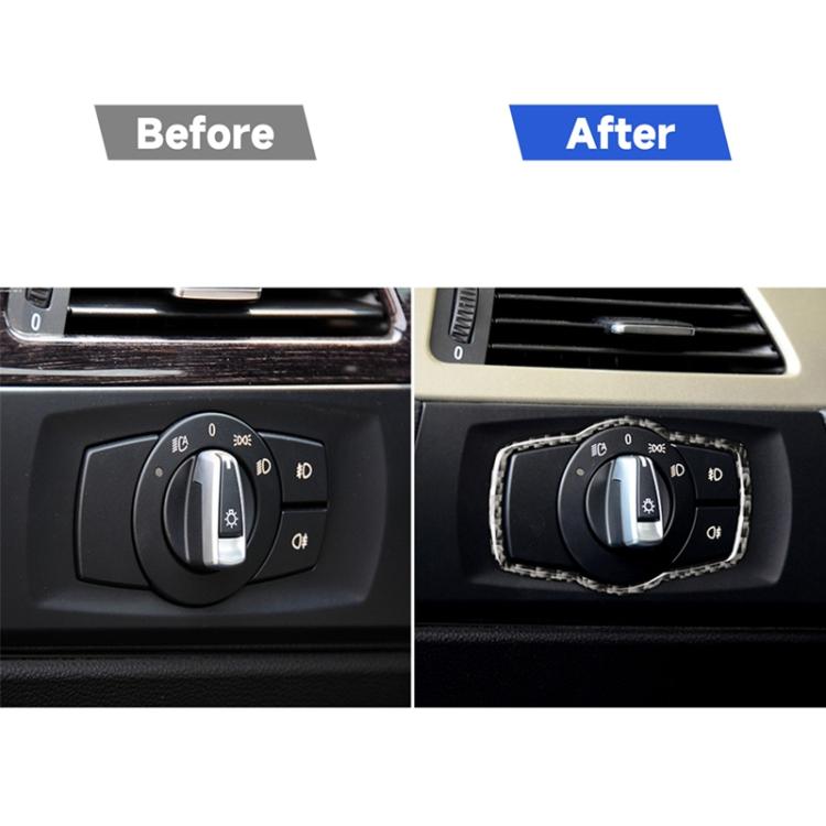 Carbon Fiber Car Headlight Switch Decorative Sticker for BMW E90 / E92 / E93 2005-2012 / 320i / 325i, Thin Version — view 6