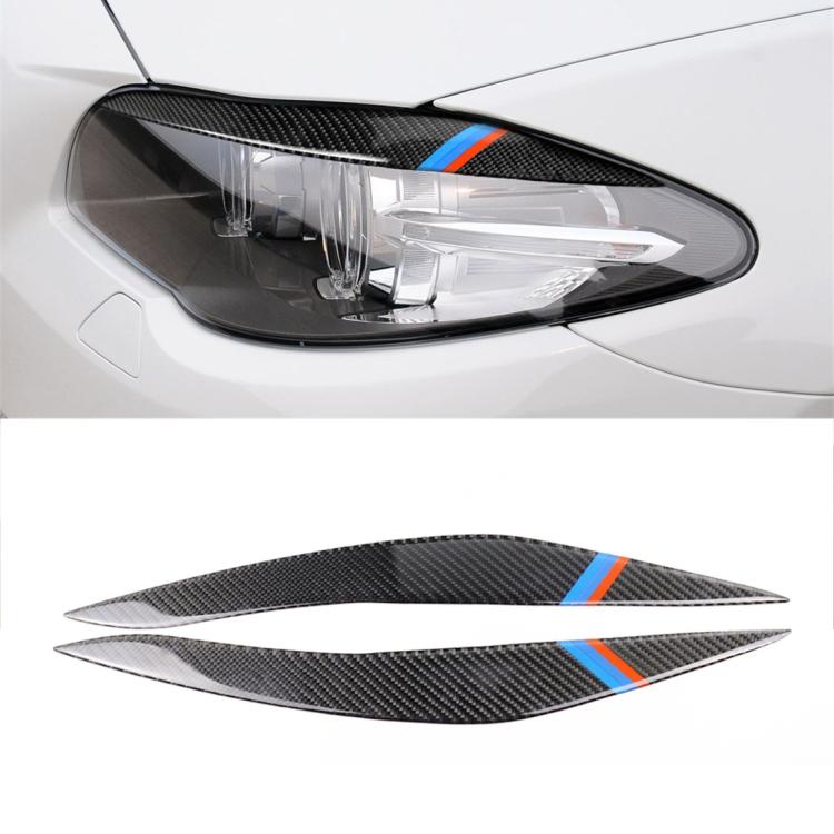 Three Color Carbon Fiber Car Lamp Eyebrow Decorative Sticker for BMW 5 Series F10 2010-2013