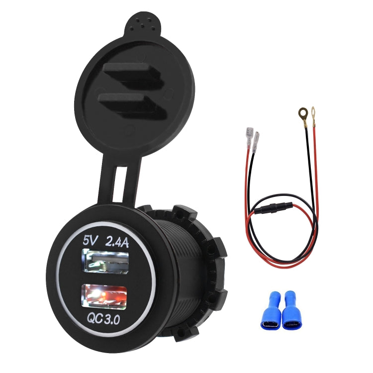 Universal Car QC3.0 Dual Port USB Charger Power Outlet Adapter 5V 2.4A IP66 with 60cm Cable — view 12