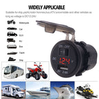 Universal Car Single Port USB Charger Power Outlet Adapter 2.4A 5V IP66 with LED Digital Voltmeter + Switch + 60cm Cable
