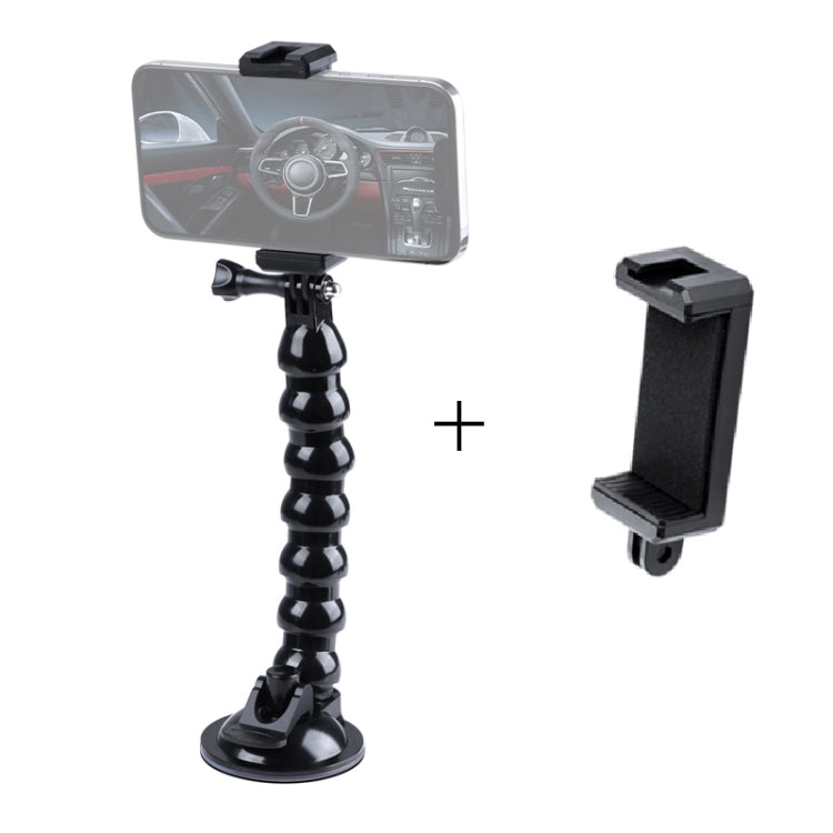 Extended Suction Cup Jaws Flex Clamp Mount with Cold Shoe Phone Clamp