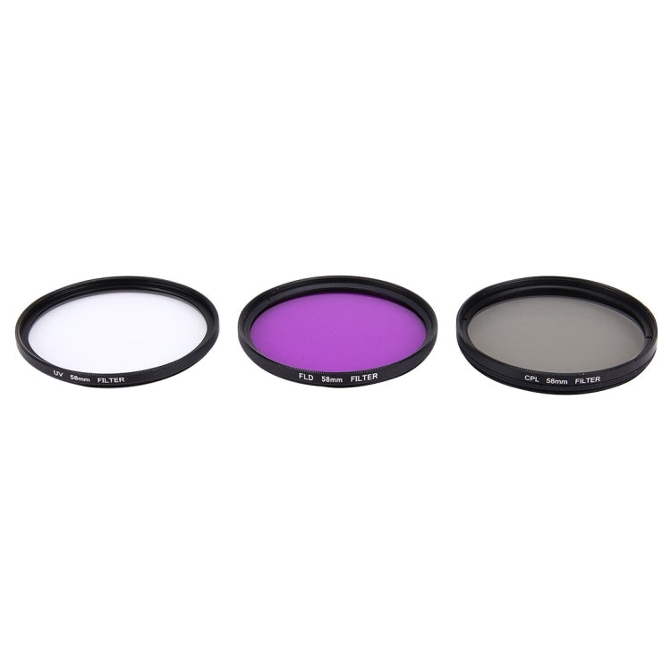 JUNESTAR 3 in 1 Proffesional 58mm Lens Filter(CPL + UV + FLD / Purple) for GoPro & Xiaomi Xiaoyi Yi Sport Action Camera
