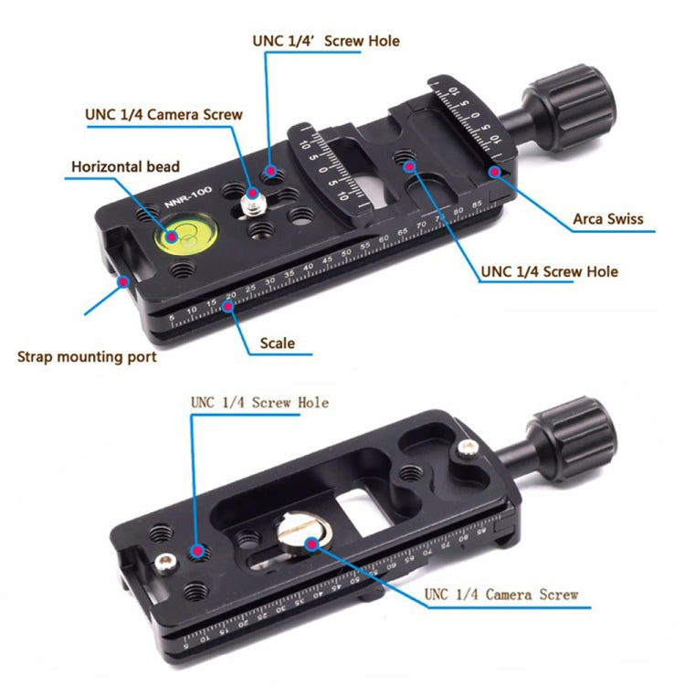 NNR-100 Multi-Purpose 100mm Nodal Rail Slide Plate QR Clamp Macro Panoramic Bracket