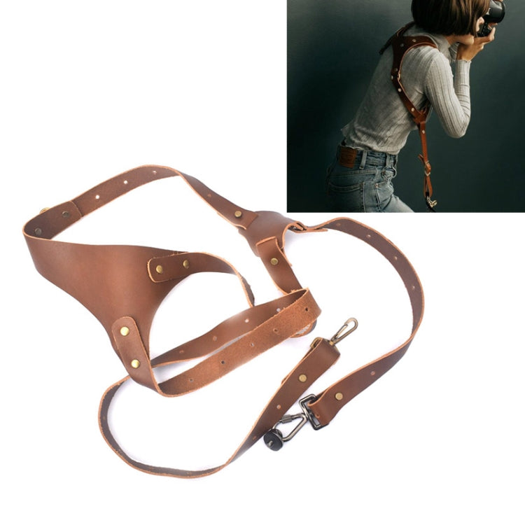 Quick Release Anti-Slip Shoulder Leather Harness Camera Strap with Metal Hook for SLR / DSLR Cameras (Left Shoulder) — view 14