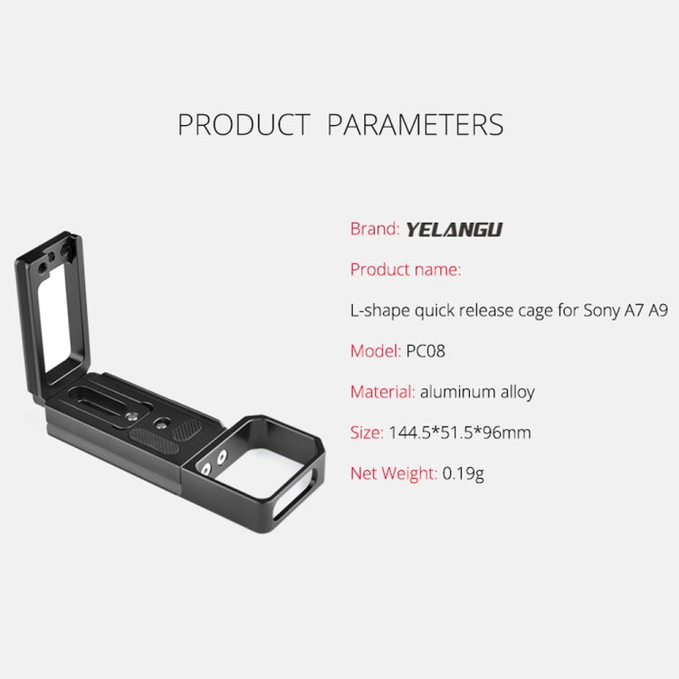 YELANGU CL6 YLG0712A Vertical Shoot Quick Release L Plate Bracket Base Holder for Sony A9 (ILCE-9) / A7 III/ A7R III — view 5