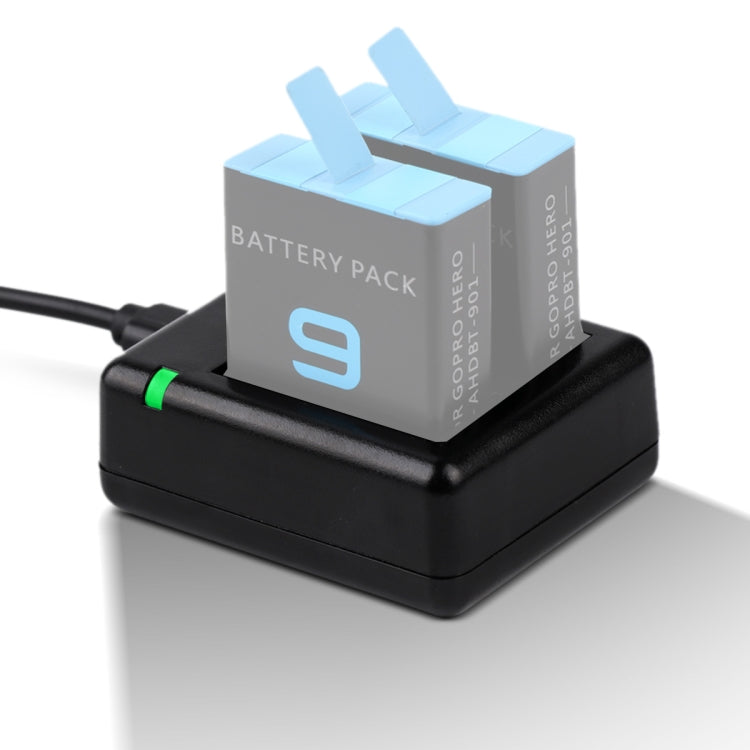USB Dual Batteries Charger with Cable & Indicator Light for GoPro HERO9 Black / HERO10 Black / HERO11 Black / HERO12 Black